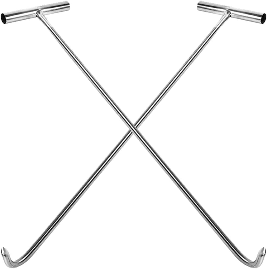  Housoutil Lot De 2 Crochets En Acier Inoxydable T, 38 Cm X 10 Mm, Crochets Robustes De Levage Pour Couvercles De Regard, Outils Pratiques Pour Maison, Garage Et Usage Industriel