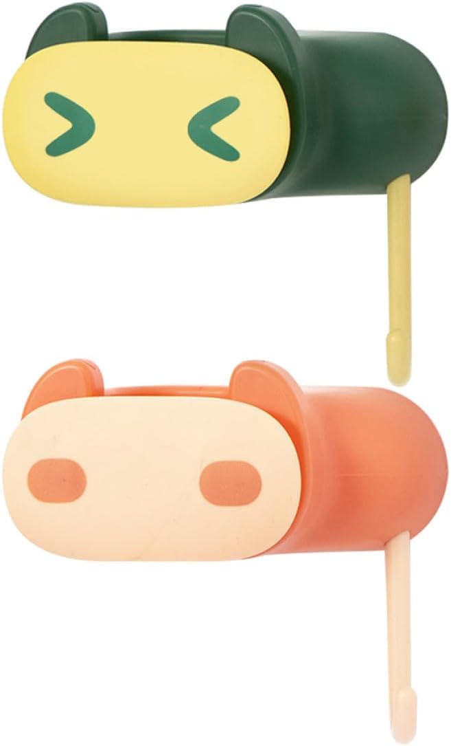  VICASKY Lot De 2 Porte-serpillères Sans Perçage En Plastique Résistant, Support Mural Adhésif Vert Et Orange, Organisateur De Buanderie Polyvalent Pour Balais, Serpillières Et Accessoires