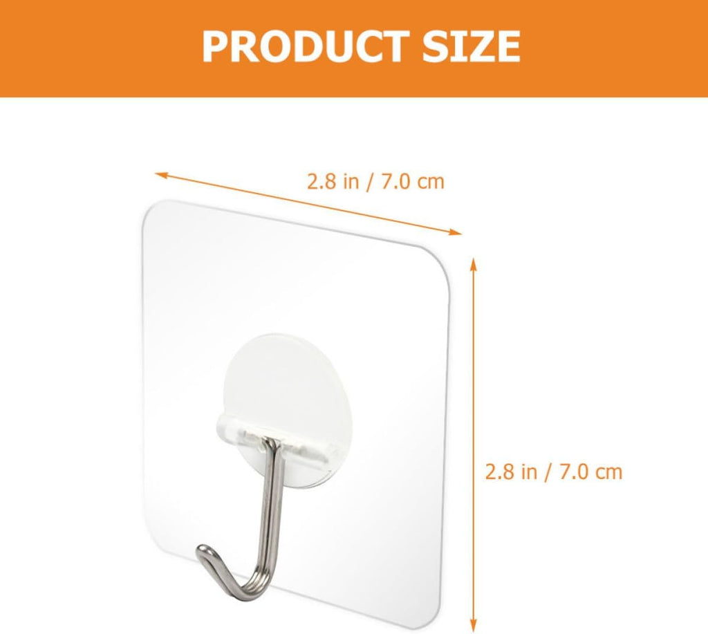  Healeved Crochets Adhésifs Muraux Transparents Lot De 20 En Plastique Et Acier Inoxydable Fixation Sans Perçage, Réutilisables Et Légers Pour Rangement Intérieur Et Voyage