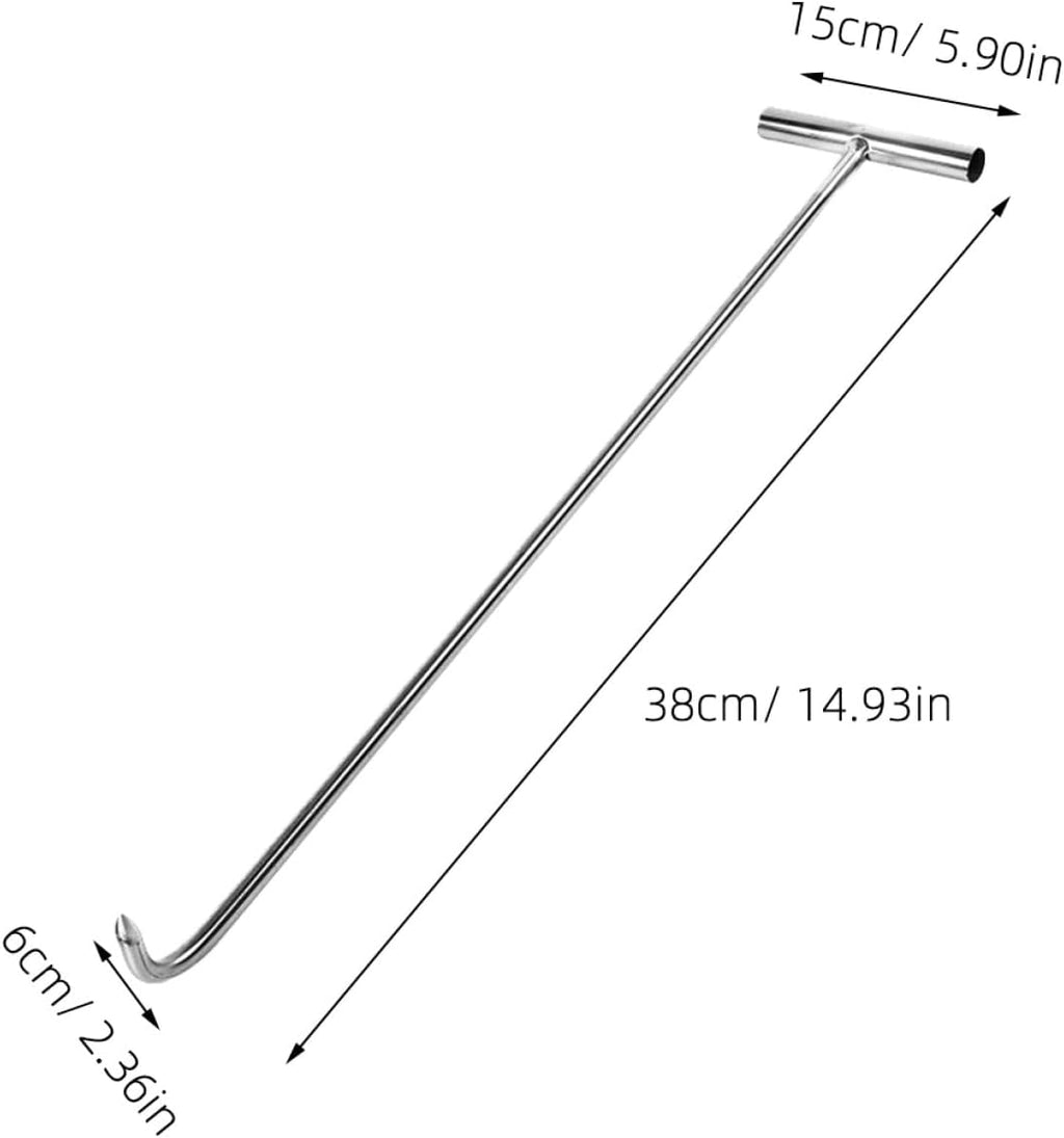  Housoutil Lot De 2 Crochets En Acier Inoxydable T, 38 Cm X 10 Mm, Crochets Robustes De Levage Pour Couvercles De Regard, Outils Pratiques Pour Maison, Garage Et Usage Industriel
