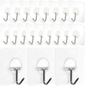  Healeved Crochets Adhésifs Muraux Transparents Lot De 20 En Plastique Et Acier Inoxydable Fixation Sans Perçage, Réutilisables Et Légers Pour Rangement Intérieur Et Voyage