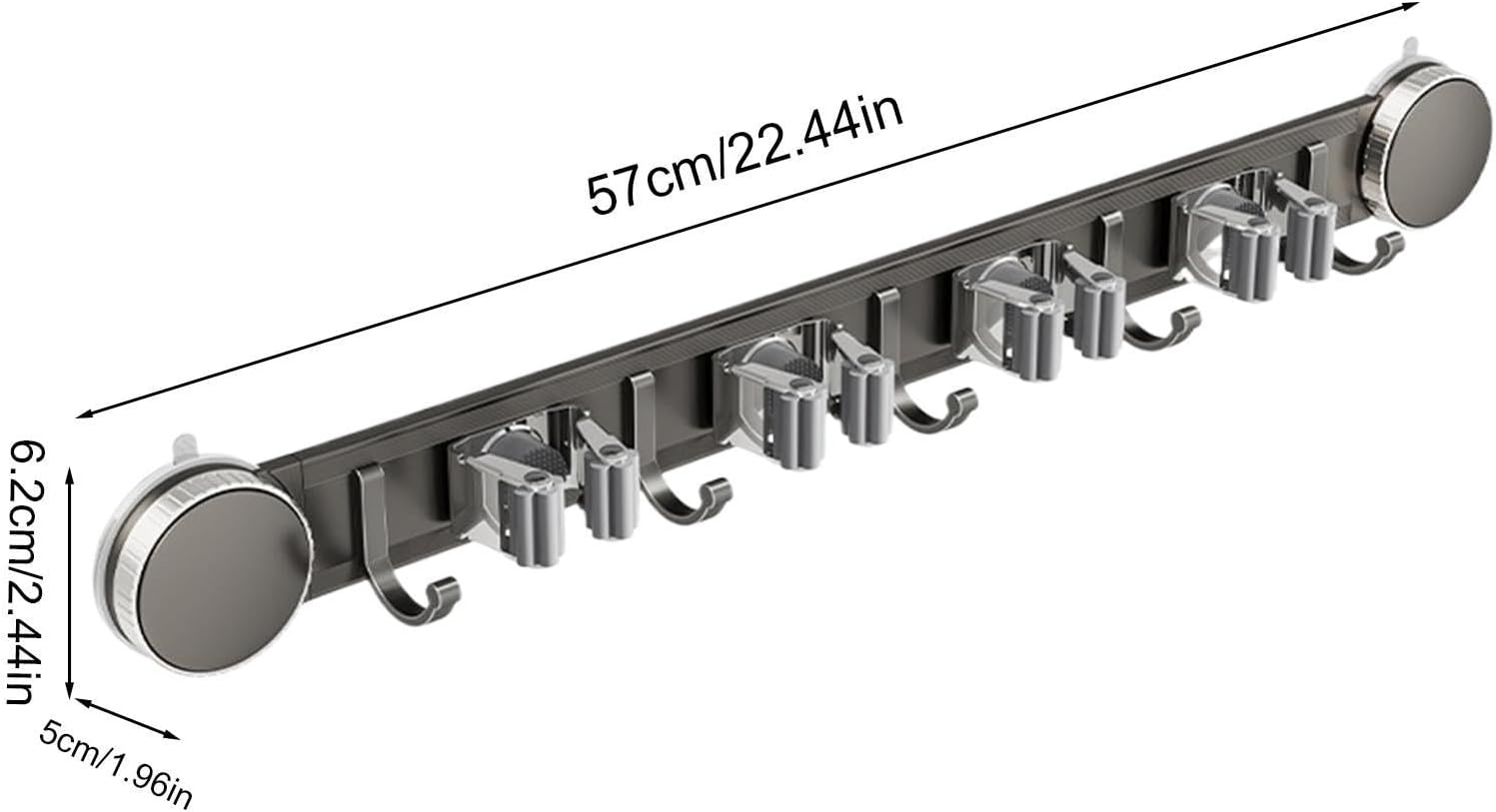GENERIC Support Mural Pour Balai – Ventouse Robuste Et Antirouille, Organisateur D'outils De Nettoyage Ménager, Support De Serpillière, Crochet Utilitaire De Garage, Amélioration De La Maison, Pinces Pour