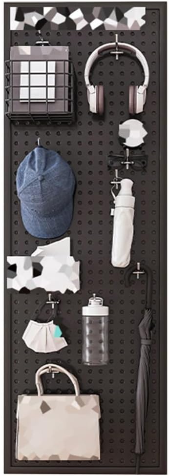  Générique Organiseur Mural Perforé Avec 10 Crochets – Support De Rangement Pour Outils En Métal Pour Atelier, Salle De Bricolage, Cuisine, Garage – Noir, 120 X 40 Cm