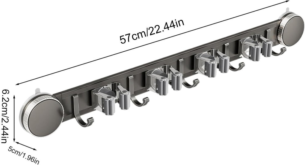 GENERIC Support à Balais, Robuste Et Antirouille Avec Ventouse – Organisateur D'outils De Nettoyage Domestique – Pour Dortoir, Bureau, Appartement, Chambre à Coucher, Salon, Salle De Bain