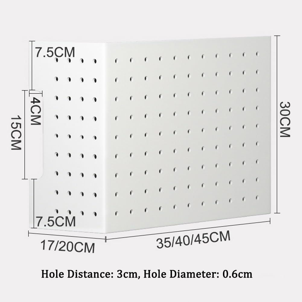  Générique Kit D'organisation De Panneau Perforé Mural, Panneau De Rangement En Métal DIY Avec Accessoires Pour La Maison Et Le Bureau, Blanc, 38x15x30cm – Solution D'affichage Mural Parfaite !