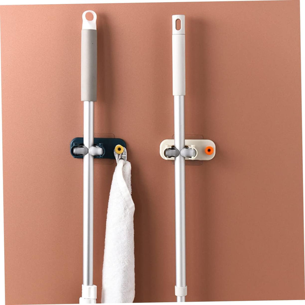  OUNONA 4pièces Support Mural De Rangement Pour Balai Et Mop De Auto-adhésifs Beige Organisateur Pratique Pour Cuisine Salle De Bain Et Garage
