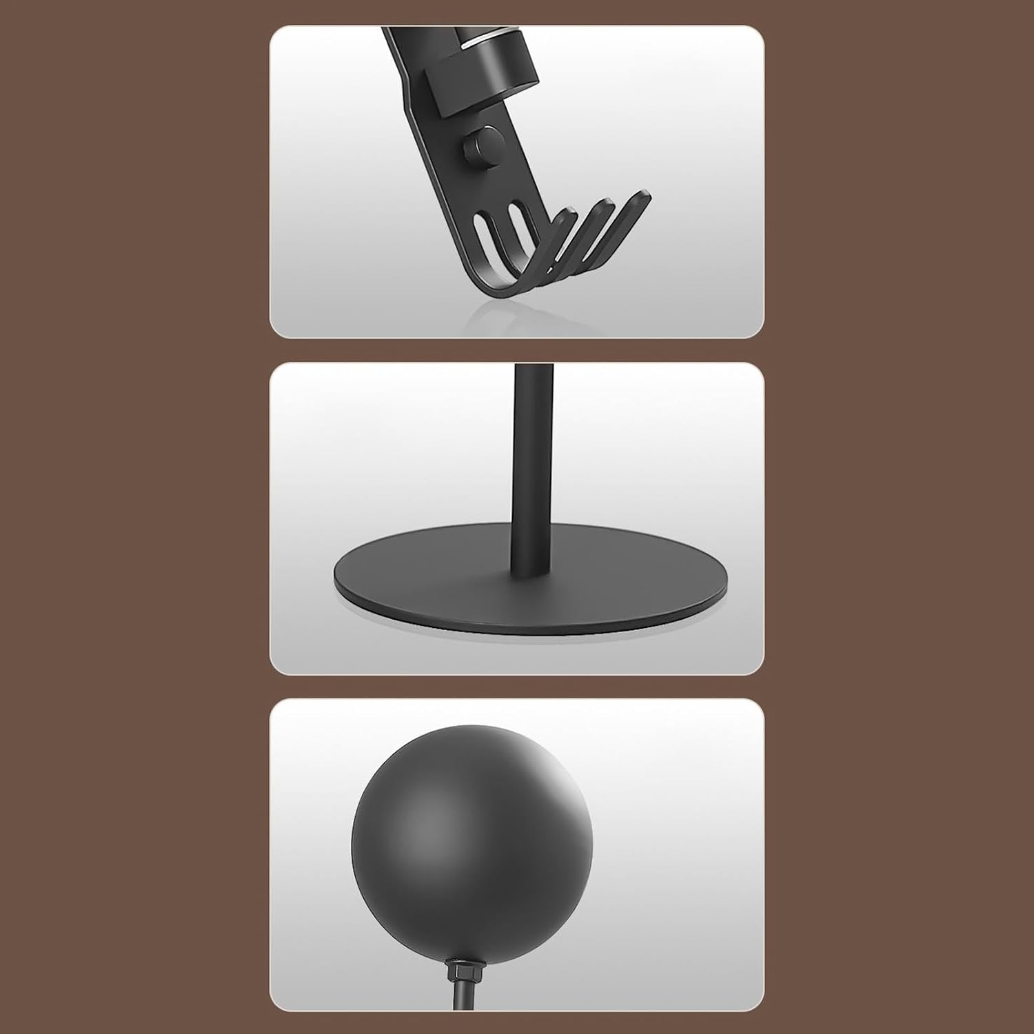  Support Mural Pour Casque De Moto, Support Pivotant à 180 Degrés Avec 3 Crochets Pour Garage, Entrée Ou Zone De Rangement, 35 Cm, 460 G, Noir, D'aluminium