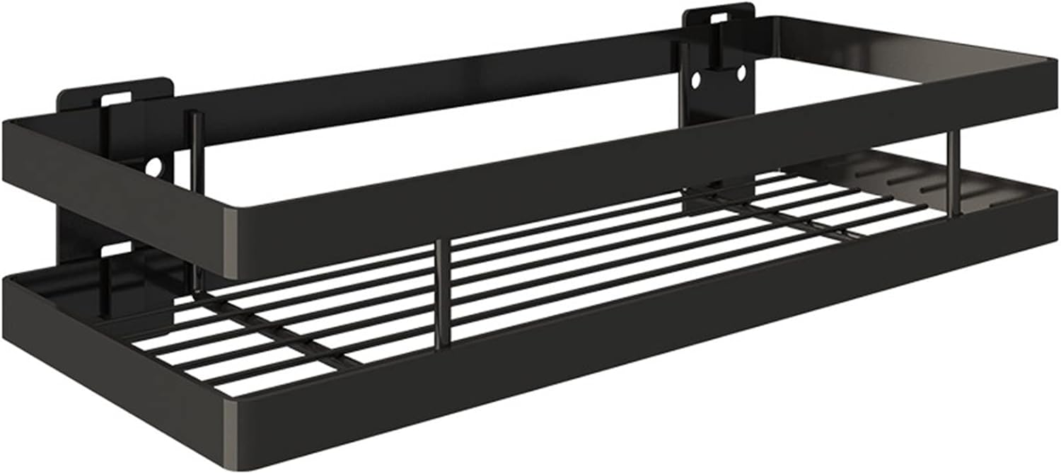  Espace De Salle De Bain Espace étagère Aluminium Noir Storage Porte-baignoire Tablette De Douche 20-50cm Cuisine Shampooing Toilette Shampooing Shampooing Sans Forage Étagères Flottantes Murales