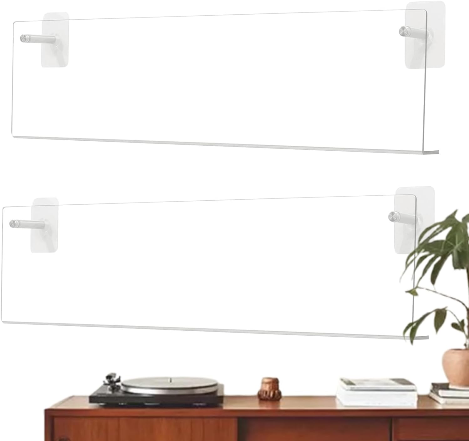 GENERIC Support D'album – Support Mural, 1 Ensemble D'affichage Acrylique Pour Une Utilisation Multimédia, étagère Flottante Transparente Avec Support Adhésif, Décoration Intérieure, Support Pour Vinyle