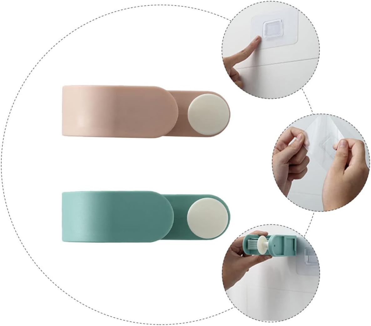  YARNOW Crochet De Perçage Et 2pcs Support Mural Balai Sans Style En Plastique Vert Capacité De Charge Forte Nordique Simple Créatif Pour Salle Bain