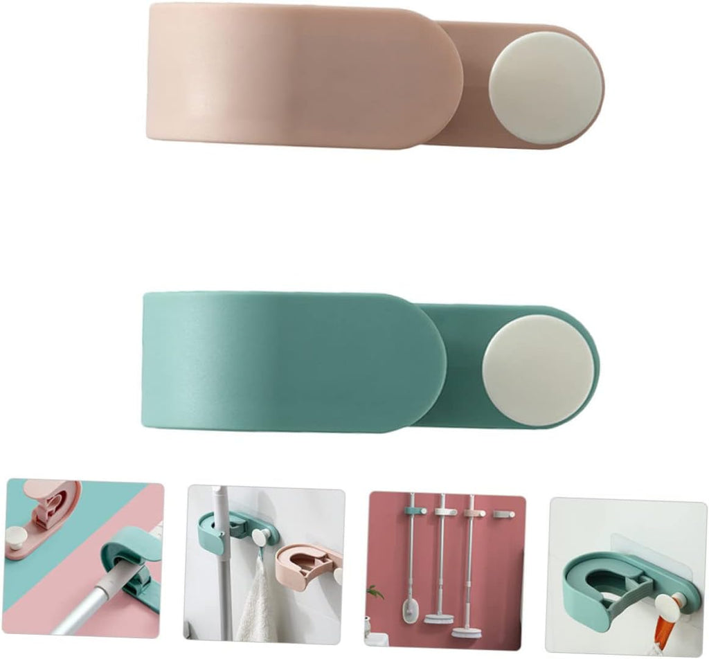  YARNOW Crochet De Perçage Et 2pcs Support Mural Balai Sans Style En Plastique Vert Capacité De Charge Forte Nordique Simple Créatif Pour Salle Bain