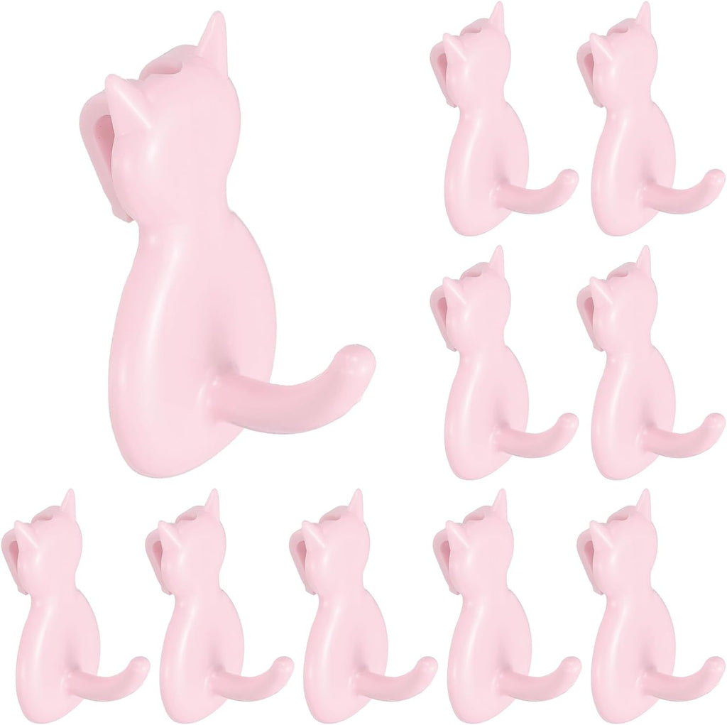  Sourcing Map Lot De 10 Crochets Muraux En Forme De Chat En Plastique Pour Garage, Magasin, Entrepôt, Magasin, Maison, 5,6 Cm, Rose Clair