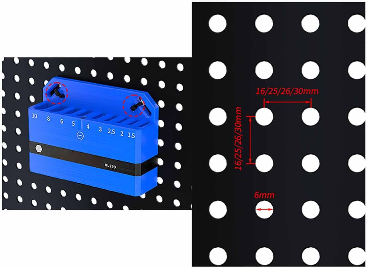 GENERIC Organisateur De Clés Magnétique | Rack De Rangement D'outils,Support De Clé,Pour L'Organisation Hexagonale De Vélo Mural Pour Atelier Et Exposition