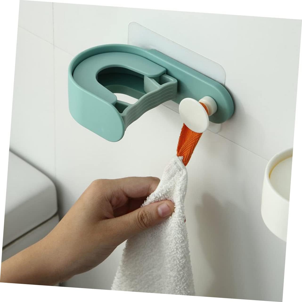  YARNOW Crochet De Perçage Et 2pcs Support Mural Balai Sans Style En Plastique Vert Capacité De Charge Forte Nordique Simple Créatif Pour Salle Bain
