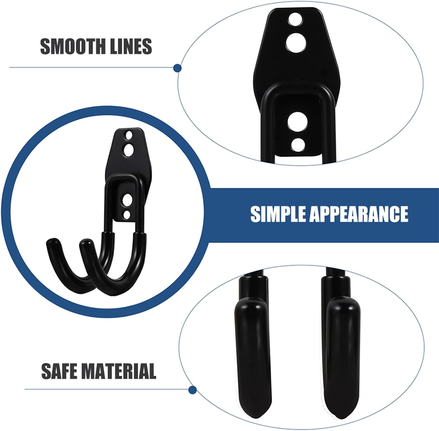 VALICLUD Lot De 4 Crochets Muraux Robustes En Acier Inoxydable Noir Avec Vis Support De Tuyau D'Arrosage Antidérapant Pour Jardin Garage Et Abri De Jardin Rangement Extérieur Solide