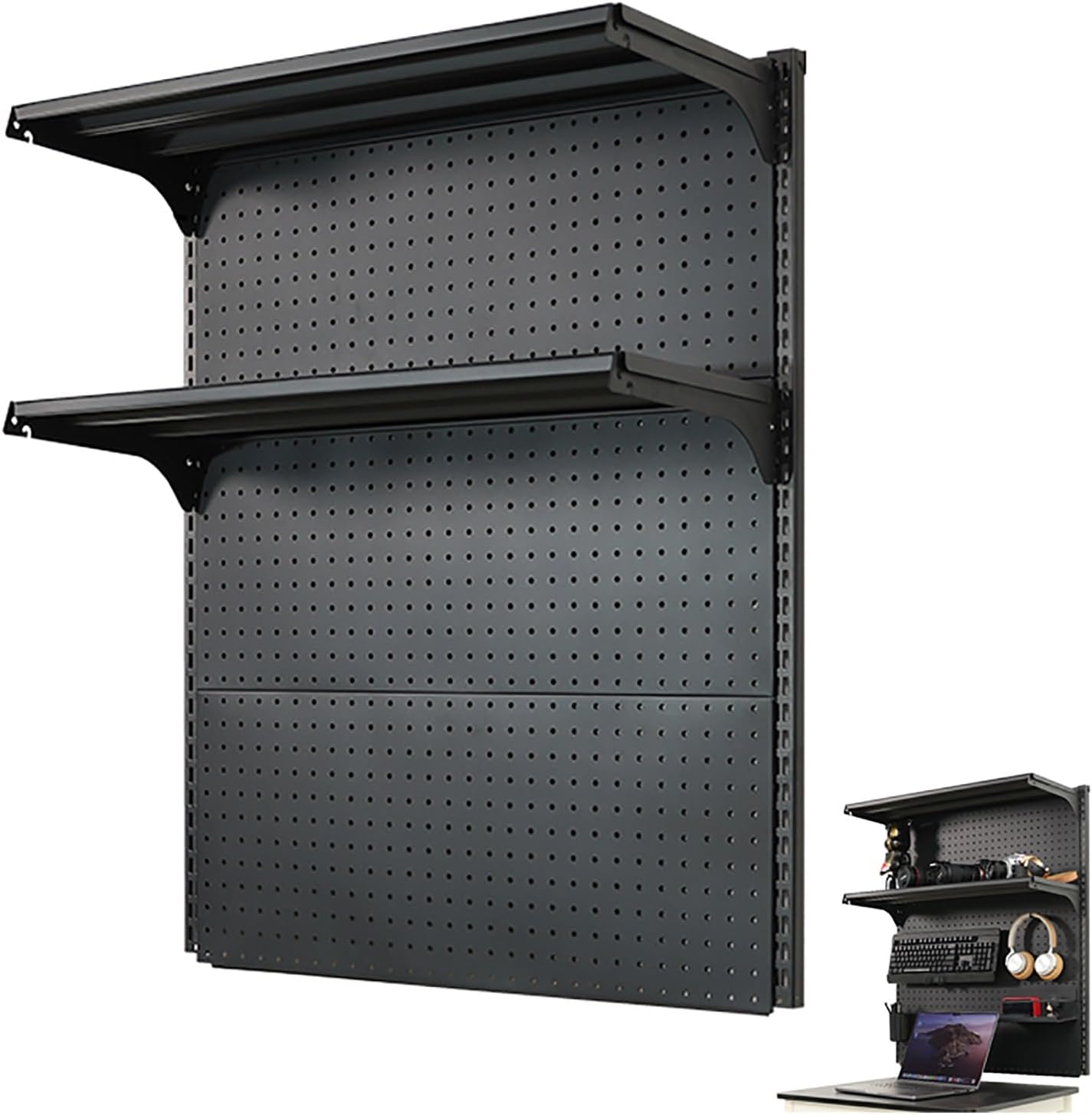 GENERIC Organiseur De Panneau Perforé En Métal – Solution De Rangement Polyvalente Pour Outils Et Bureau Pour Garage, Bureau Et Jeux Vidéo