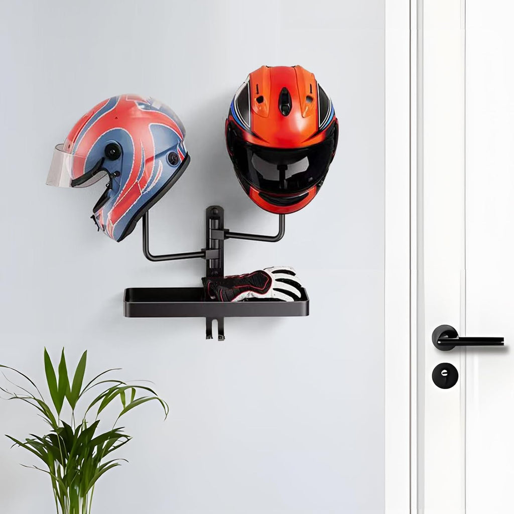 Générique Motorcycle Helmet Wall Mount Rack, Metal Display Hook For Garage Storage, Wall-Mounted Holder For Safety Gear, Riding Helmet Organizer For Dirt Bike Riders Club And Home Use
