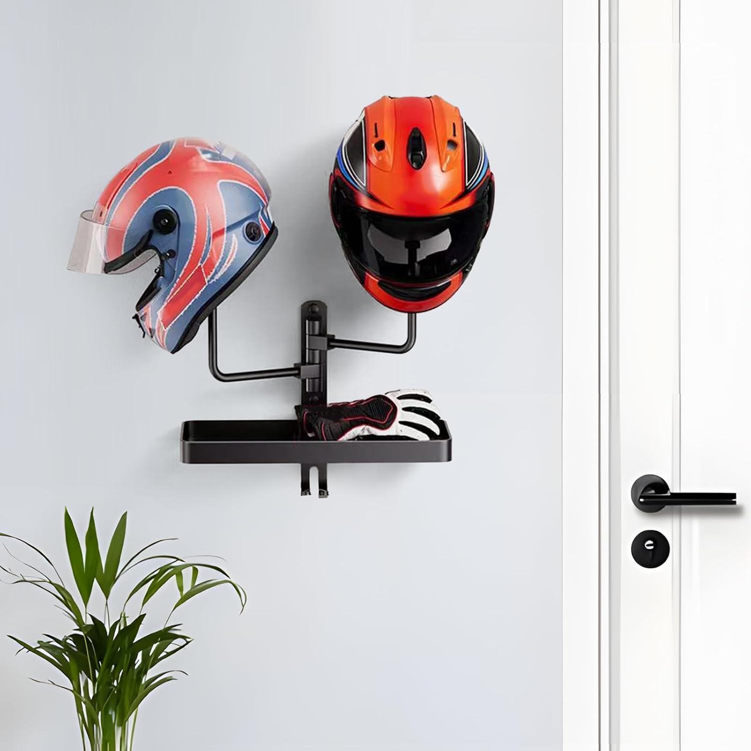  Générique Motorcycle Helmet Wall Mount Rack, Metal Display Hook For Garage Storage, Wall-Mounted Holder For Safety Gear, Riding Helmet Organizer For Dirt Bike Riders Club And Home Use