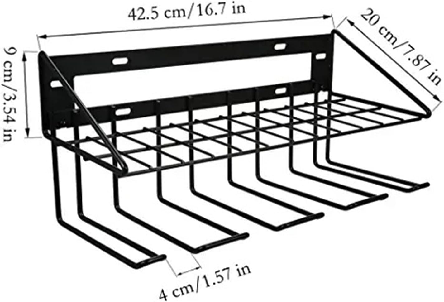  Generisch Organisateur D'outils Puissants, Très Résistant, 40 X 18 X 8 Cm, Avec Quatre Emplacements, Support En Acier Au Carbone Massif, Support De Rangement Avec Style Robuste, Support De Forage Pour