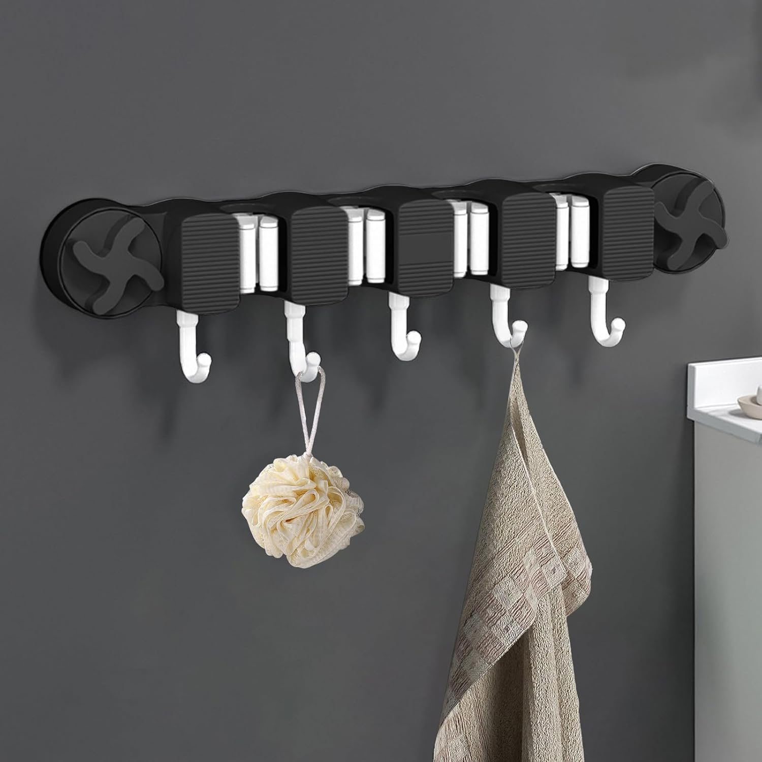 GENERIC Support Mural Pour Balai Et Serpillère | Support De Rangement Mural à Ventouse | Support Pour Fournitures De Nettoyage Pour Outils De Jardin, Commercial, Industriel, Appartement, Pelle à Chiffons