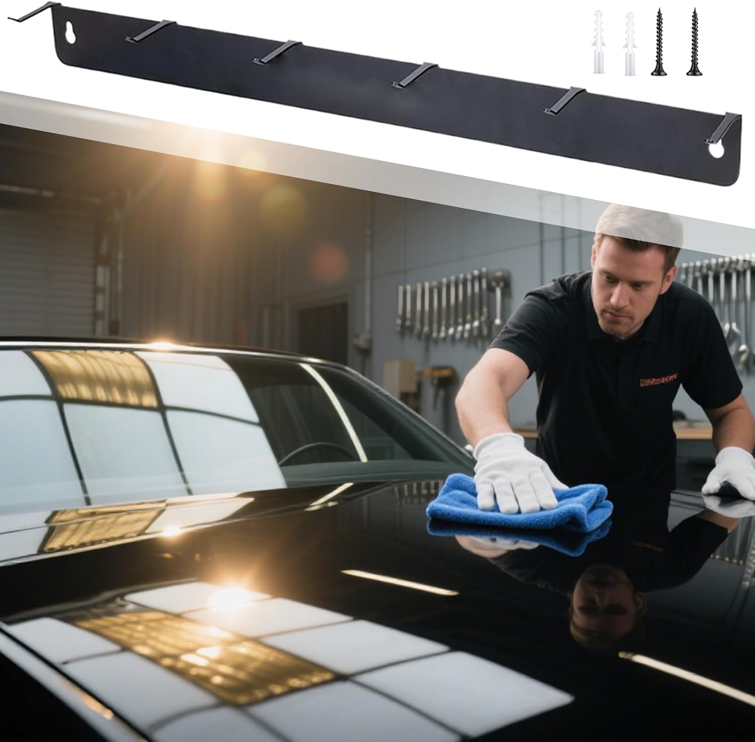  Porte-brosses De Détail, Porte-Brosses De Détail Murale à Crochets, Rack Compact Pour Outils Garage Atelier Maison Auto Nettoyage Roues Boîte à Outils Détaillants