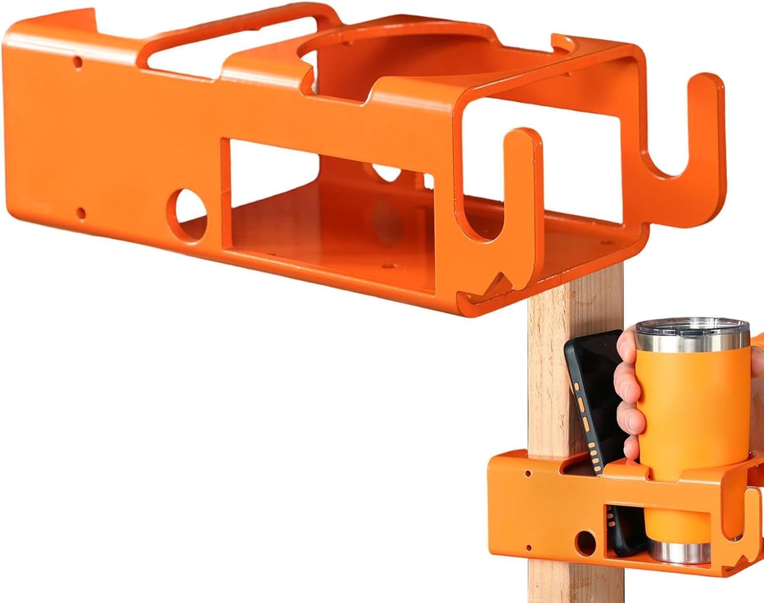 Étagère De Rangement Robuste Pour Chantier, Organisateur D'outils, Support De 26,7 Cm Avec Crochets Utilitaires, Fente Pour Téléphone Haute Capacité, Accessoire D'atelier Avec Outil De Style Robuste