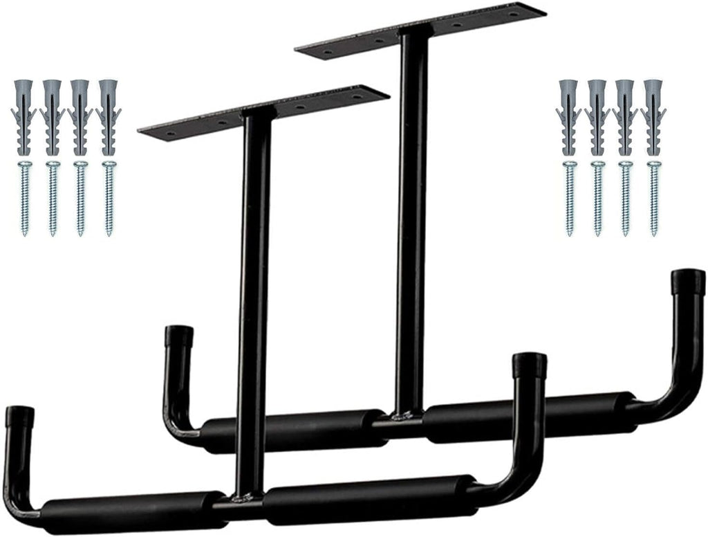 Générique Racks De Rangement Pour Plafond De Garage - 2 Pièces Organisateur En Métal Robuste,Crochets Suspendus Pour Garage,Pour Vélo, Échelle, Bois, Pelles, Perches, Cannes À Pêche, Skis, Sous-Sol,