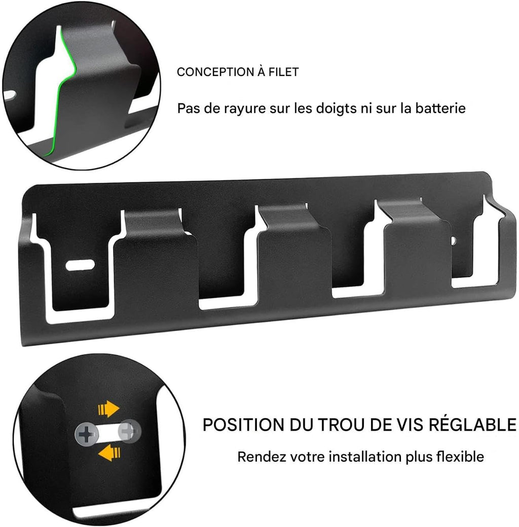  Générique Organisateur De Batteries À Fixation Murale - 4 Casiers En Acier Massif Robuste | Organisateur Pour Piles 18V,Pour Salon, Chambre, Salle D'Étude, Garage Et Bureau À Domicile