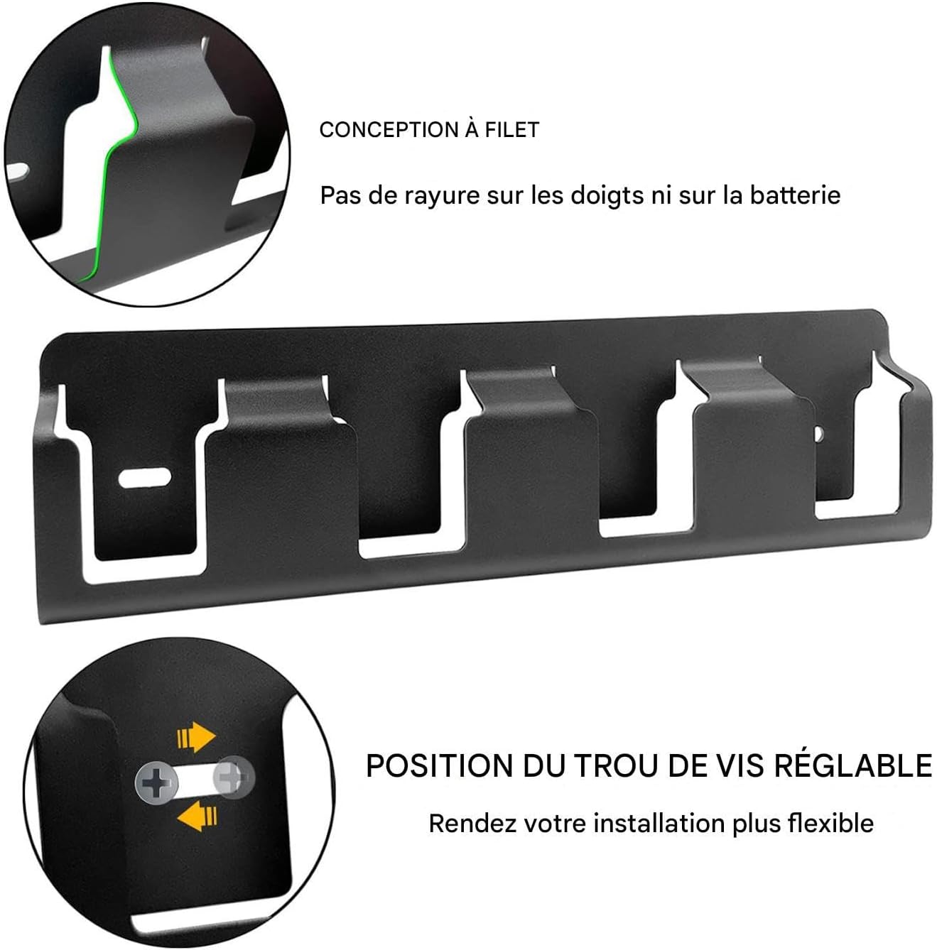  Générique Organisateur De Batteries À Fixation Murale - 4 Casiers En Acier Massif Robuste | Organisateur Pour Piles 18V,Pour Salon, Chambre, Salle D'Étude, Garage Et Bureau À Domicile