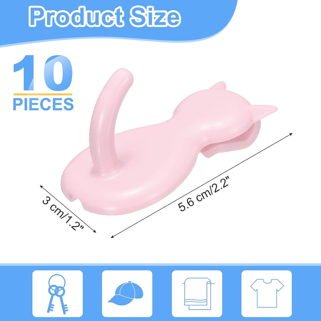  Sourcing Map Lot De 10 Crochets Muraux En Forme De Chat En Plastique Pour Garage, Magasin, Entrepôt, Magasin, Maison, 5,6 Cm, Rose Clair