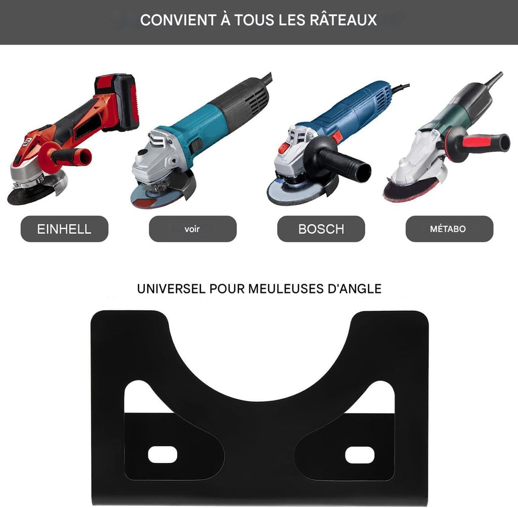  Support Pour Meuleuse D'angle - Support De Meuleuse D'Angle Fixation Murale | Rangement Polyvalent En Métal Pour Atelier Panneau Perforé Garage