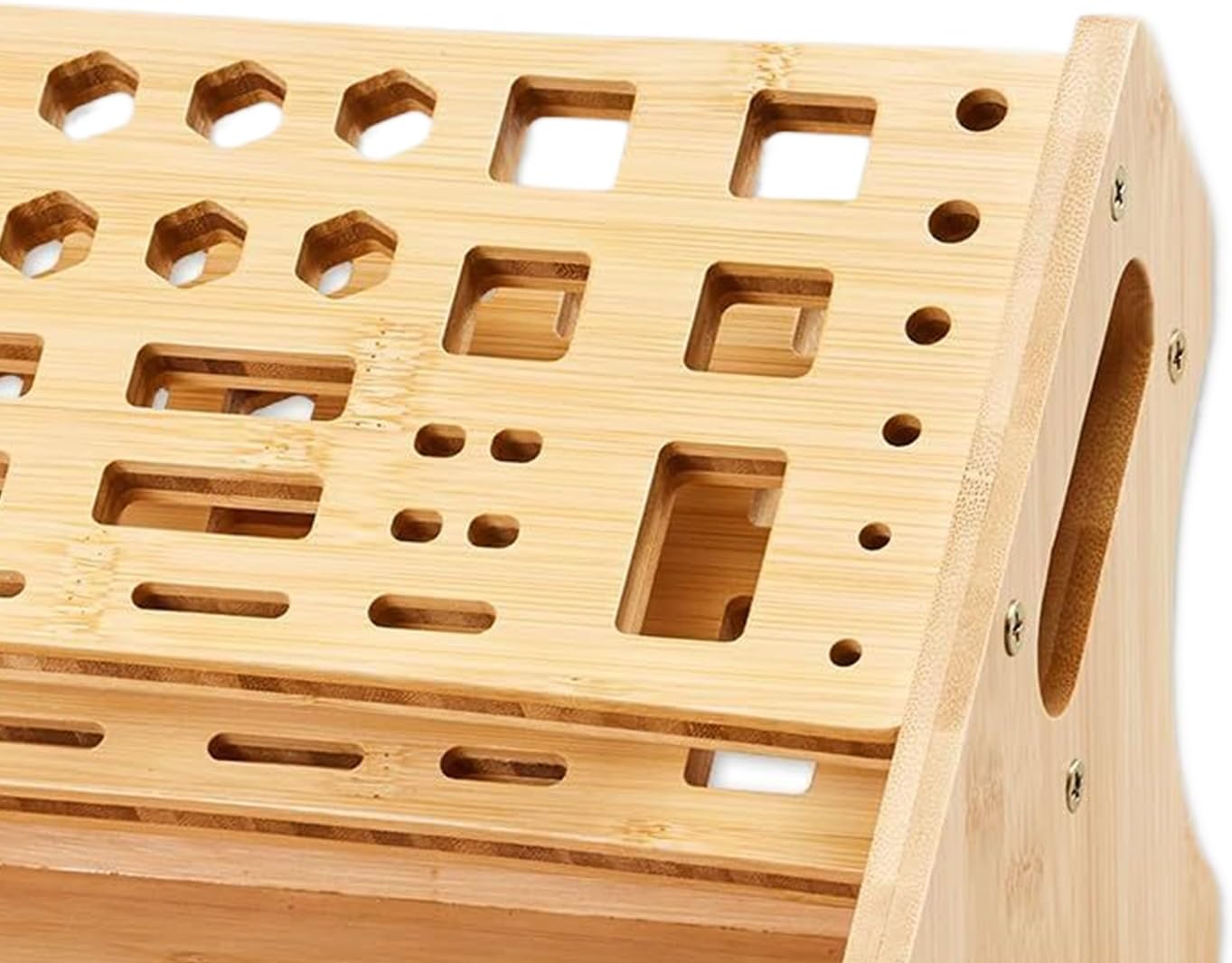  Generisch Organisateur De Pinces - Étagère De Rangement En Bois à 53 Trous Avec Plateau - Organiseur D'outils De Bureau - Pour Loisirs, Bricolage, établi, Bureau, Bibliothèque, Garage, Extérieur