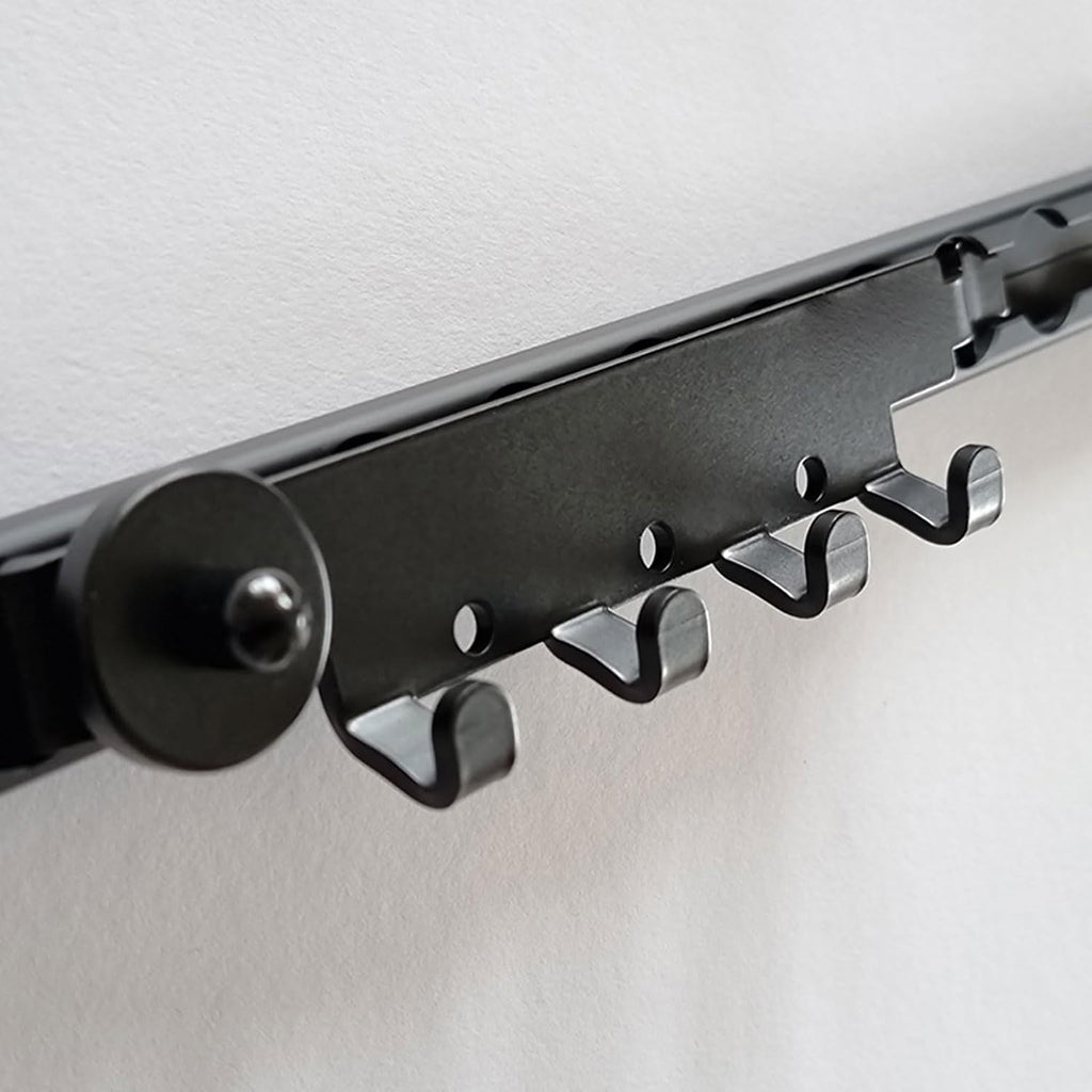  SIXRUN Étagère De Rangement Pour Outils En Alliage D'aluminium Avec 5 Crochets, Facile à Installer Pour Garage, Camping-car, Van, Camion, Noir