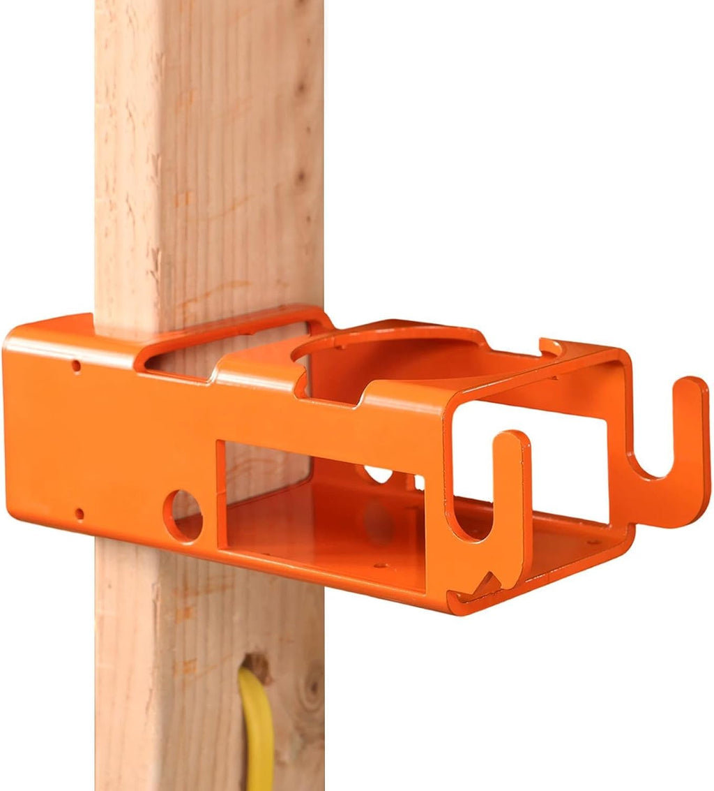  Jobsite Storage Rack, Heavy-Duty Bracket With Utility Hooks, Jobsite Organizer With Phone Slot, Garage Workshop Construction Site Storage Holder For Drinks Smartphone Water Bottle, Portable DurableOK