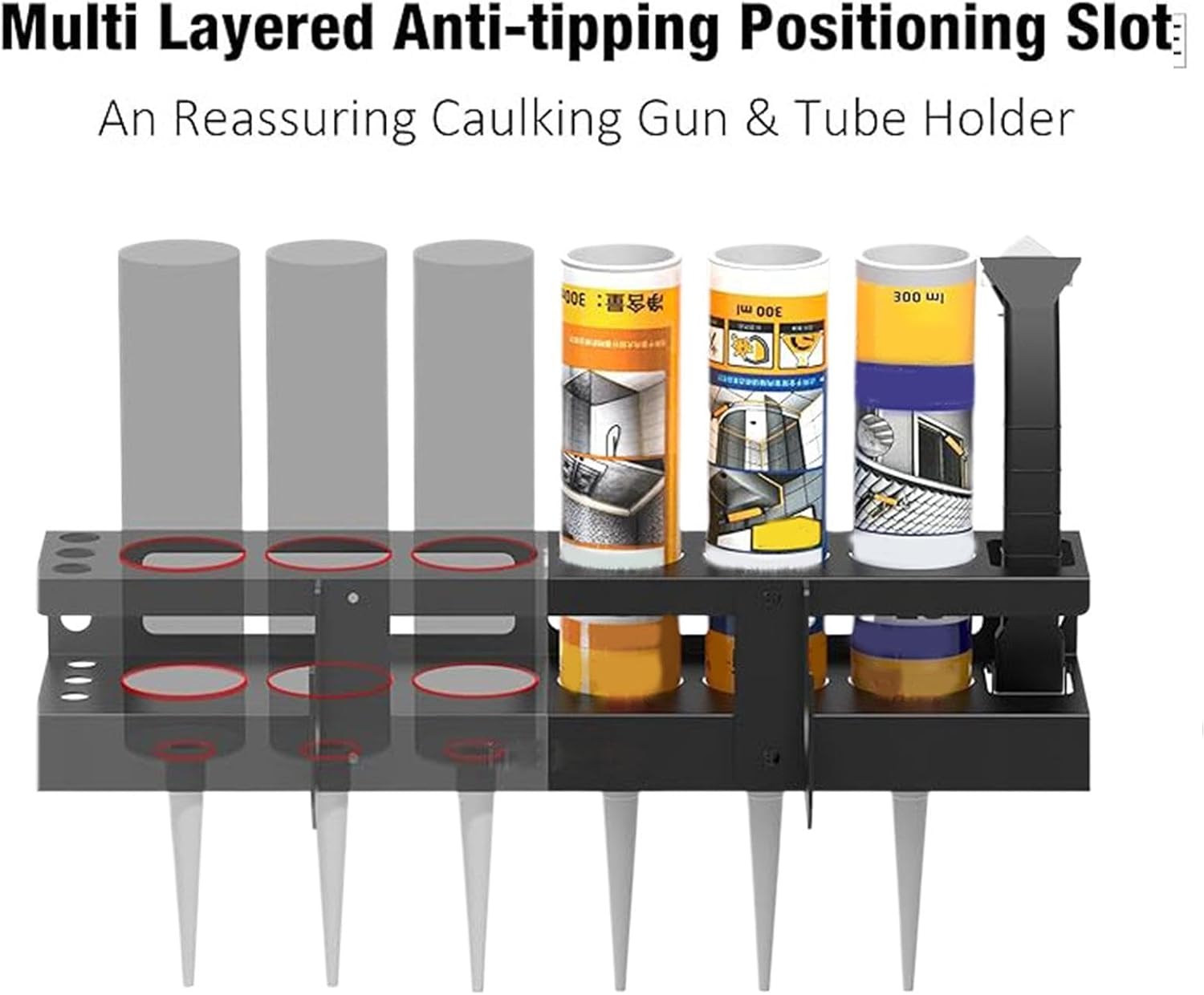 Genérico Support Pour Cartouches De Graisse | Étagère Porte-outils Pour Outils Tubulaires – Porte Scellant Mural Atelier Et Laboratoire | Utilisable Dans L'industrie, Le Garage, La Maison, L'abri De Jardin
