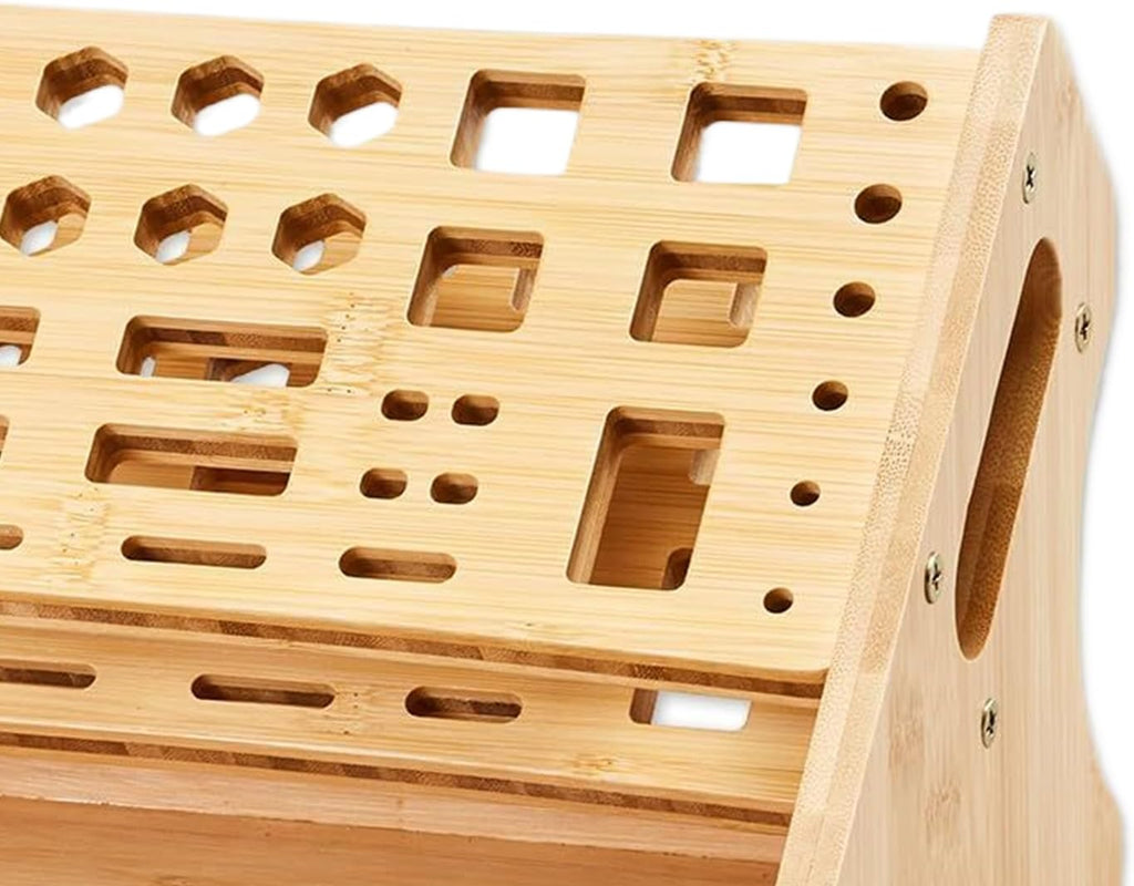  Porte-Tournevis | Support De Rangement En Bois À 53 Trous Avec Plateau,Organisateur D'Outils Manuels,Pour Loisirs Bricolage Réparation Établi Bureau Garage Pegboard Espaces De Travail Intérieurs