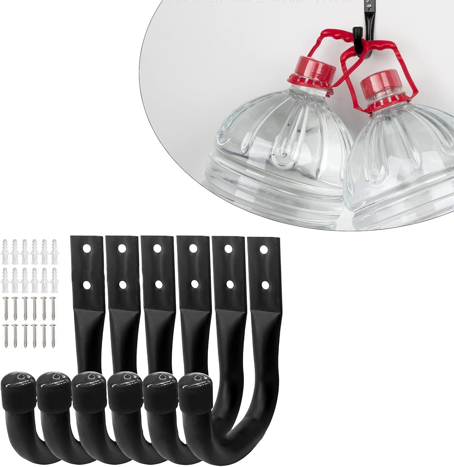  Lot De 6 Crochets De Rangement Robustes Pour Garage - Pour Montage Mural - Grands Organiseurs En Métal Et Cordons D'extension - Gain De Place