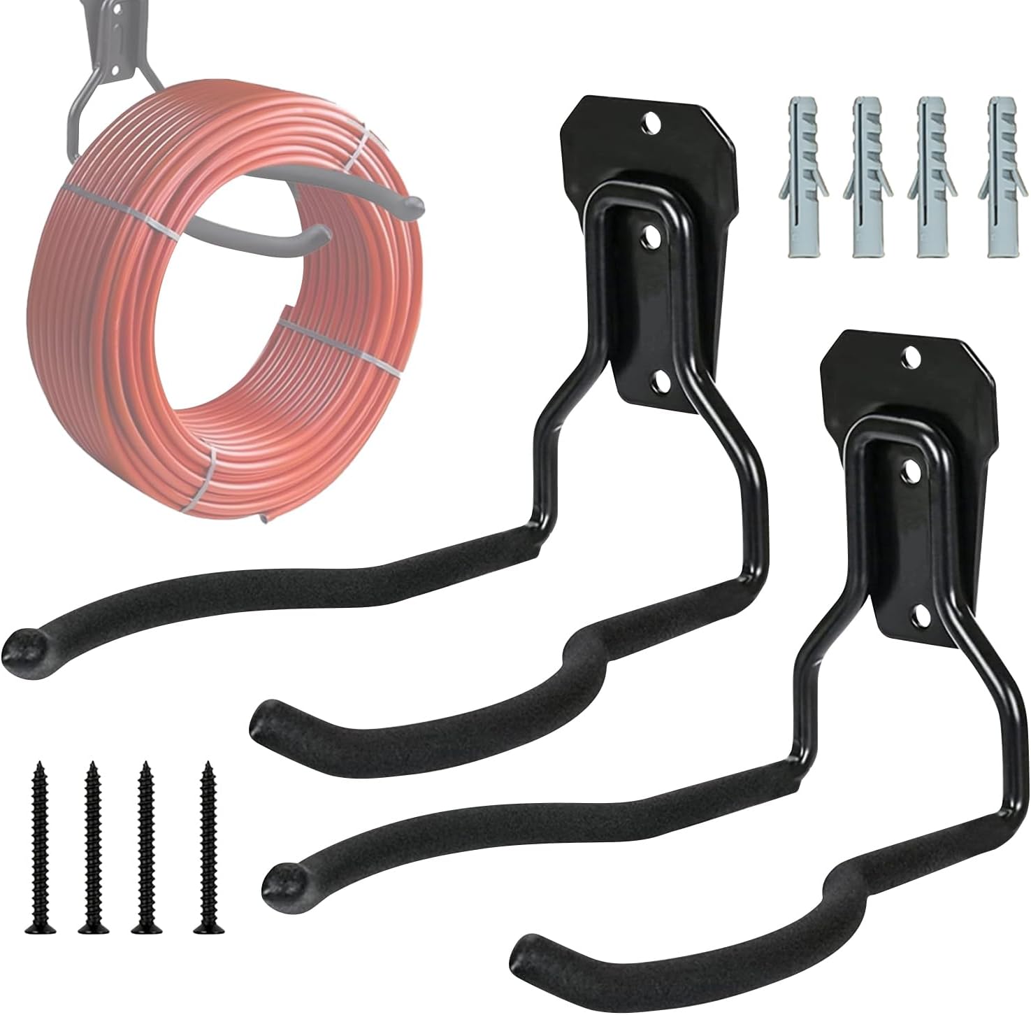  Porte-Outils De Jardin Mural,Noir Anti-Rouille Multifonction Économiseur D'Espace | Acier,Organisateur Polyvalent Gain De Place Avec Crochets Pour Système De Rangement Mural De Garage
