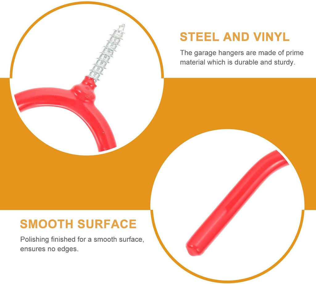  Healeved 16pcs Crochets Multi-usages En Acier Revêtement Vinyle Rouge, Support Mural Robuste De Y, Pour Rangement Outils Lourds La Maison Et Garage