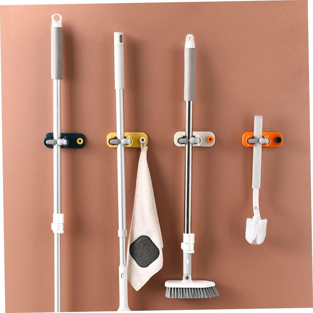  OUNONA 4pièces Support Mural De Rangement Pour Balai Et Mop De Auto-adhésifs Beige Organisateur Pratique Pour Cuisine Salle De Bain Et Garage