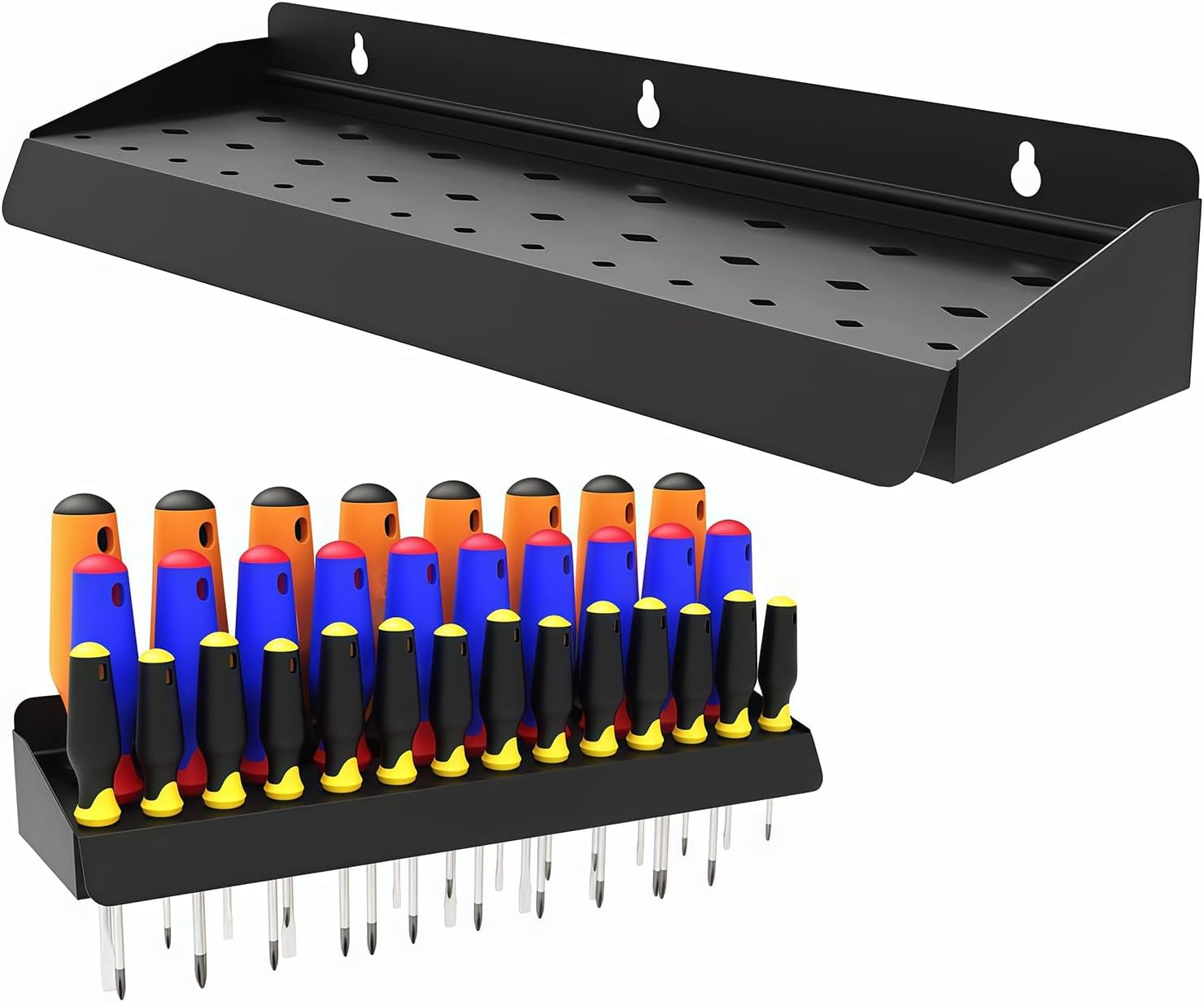  Support De Tournevis Mural Robuste De 40,6 Cm, Avec 3 Points De Fixation, Solution Compacte Pour Garage Et Atelier, étagère à Outils Robuste