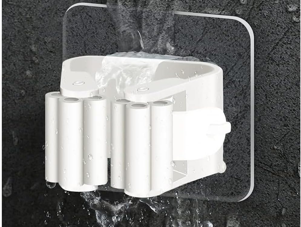  PARENCE.- Lot De 4 Accroches Balais Mural Avec Adhésif - Portes Balais Muraux Sans Perçage - Accessoires De Rangement Pour Maintenir L'Ordre Dans Vos Pièces - 2 Pièces
