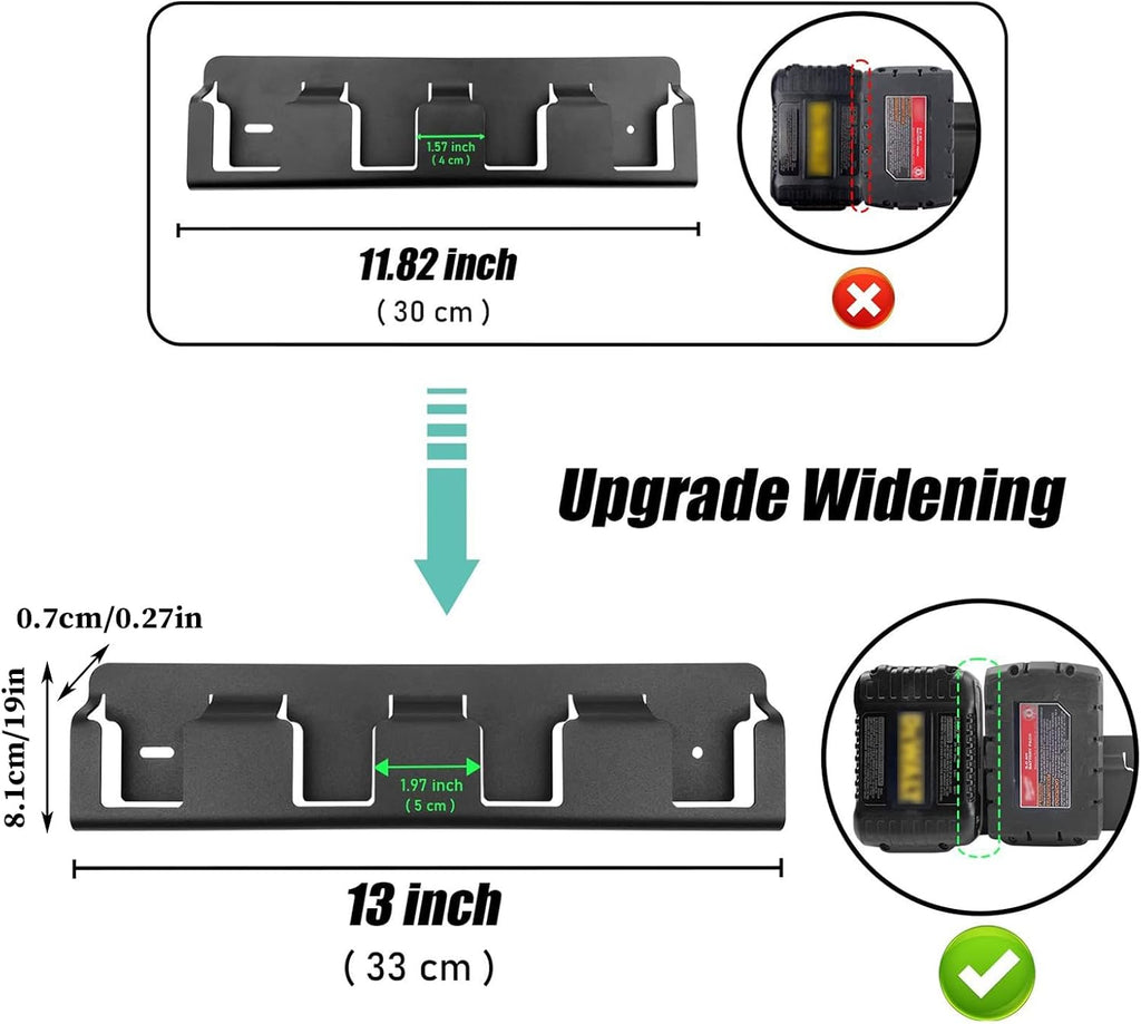 Organisateur De Piles Avec Support Murale,Support Robuste En Acier Solide 4 Emplacements | Porte-Batterie Métallique Robuste 18V - Pour Salon, Chambre, Salle D'Étude, Garage Et Bureau À Domicile