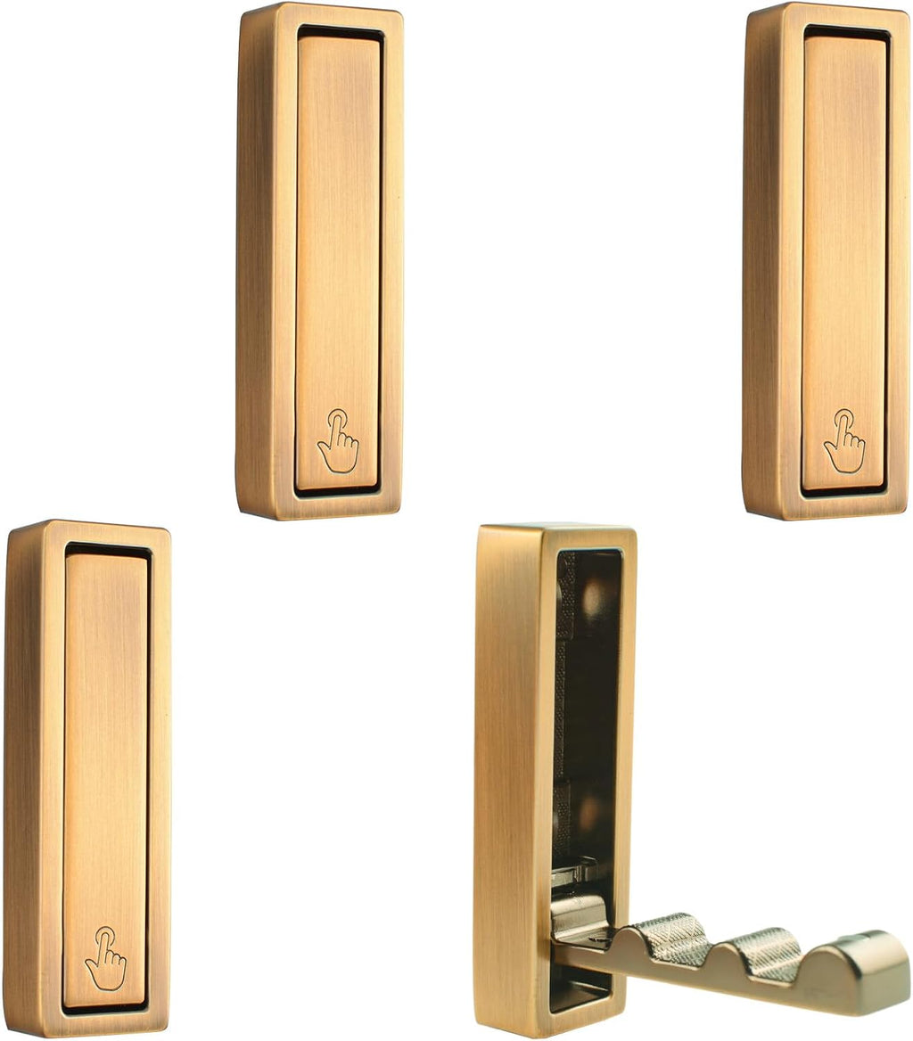 MOROBOR Lot De 5 Crochets Muraux Carrés Pliables Antidérapants Et Robustes En Alliage De Zinc Pour Suspendre Manteaux, Sacs, Sacs à Dos, Serviettes (cuivre Brossé)