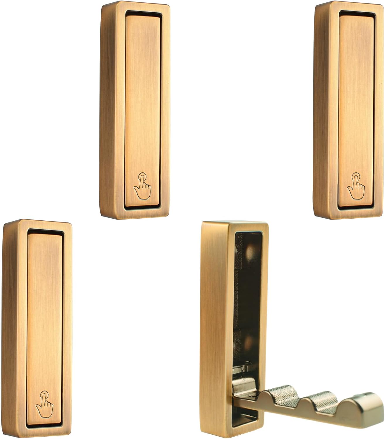  MOROBOR Lot De 5 Crochets Muraux Carrés Pliables Antidérapants Et Robustes En Alliage De Zinc Pour Suspendre Manteaux, Sacs, Sacs à Dos, Serviettes (cuivre Brossé)
