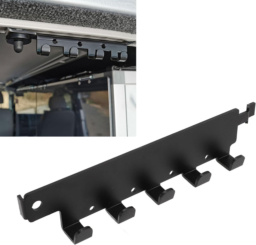  SIXRUN Étagère De Rangement Pour Outils En Alliage D'aluminium Avec 5 Crochets, Facile à Installer Pour Garage, Camping-car, Van, Camion, Noir