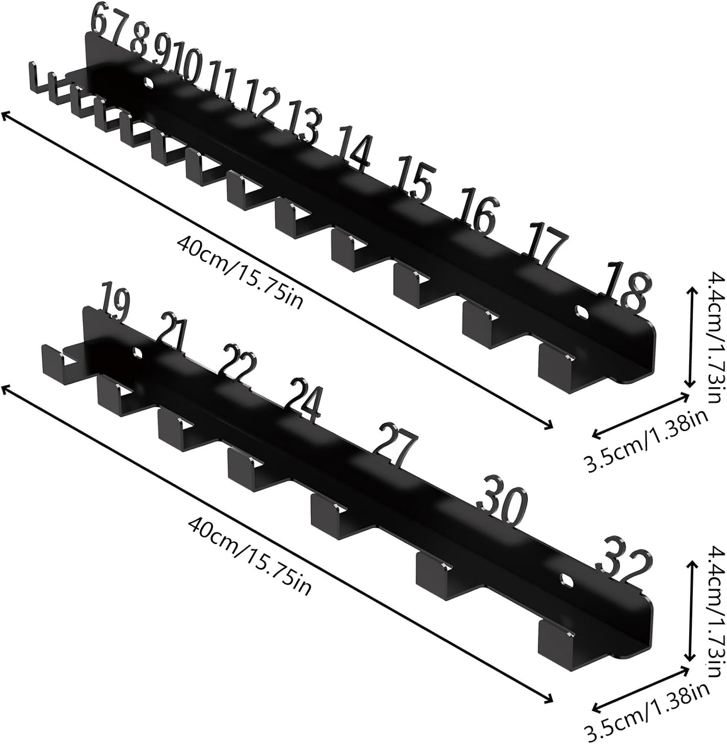  Générique Porte-Clés Pour Clés À Molette - Organisateur Mural Pour Clés À Molette,Crochets Muraux Pour Le Garage Et L Atelier | Pour Abri, Camion, Fourgon, Jardin, Magasin, Mécanicien, Cour E