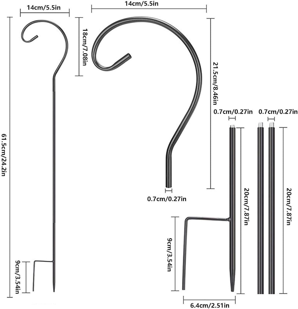  Crochets De Berger Pour L'extérieur – Support De Mangeoire à Oiseaux Réglable En Hauteur De 61,5 Cm Crochet De Berger Pour Nichoir De Jardin, Carillon éolien, Lumière Solaire, Couronne De Lanterne De