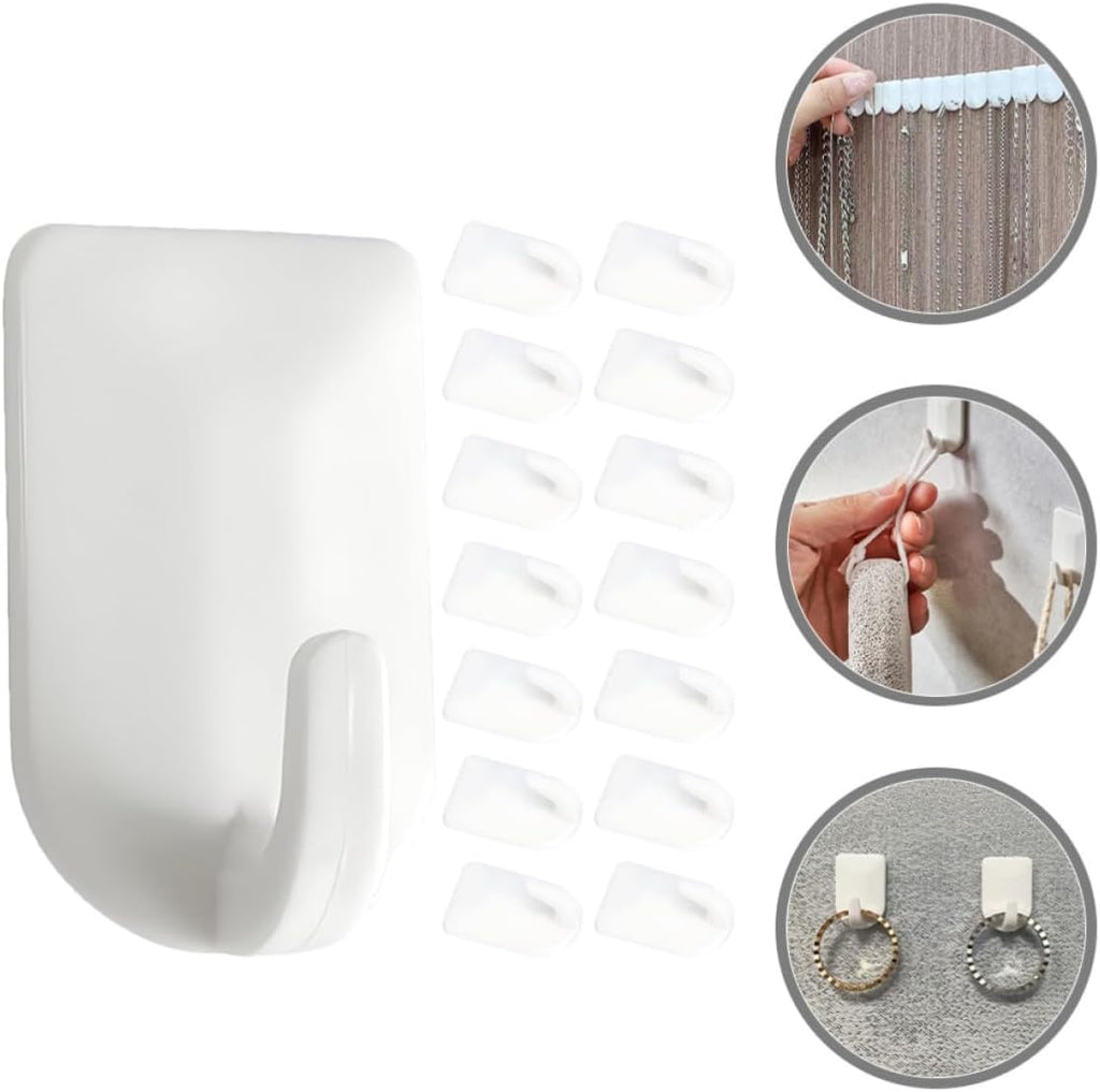 Healvian Crochets Muraux Adhésifs Crochets De Rangement Multifonctions Lot De 24 Pièces Blancs En ABS Pour Suspendre Clés Et Bijoux, Mur Rangement