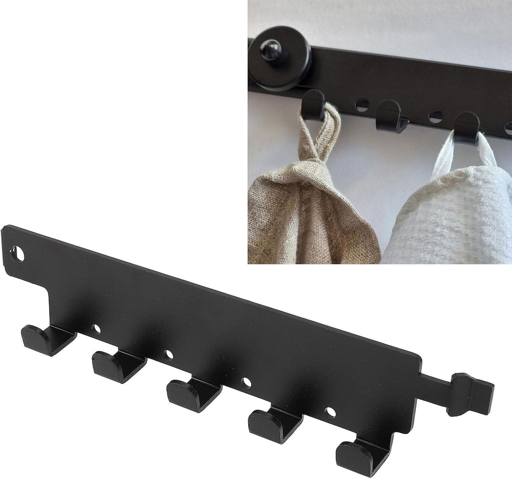 SIXRUN Étagère De Rangement Pour Outils En Alliage D'aluminium Avec 5 Crochets, Facile à Installer Pour Garage, Camping-car, Van, Camion, Noir
